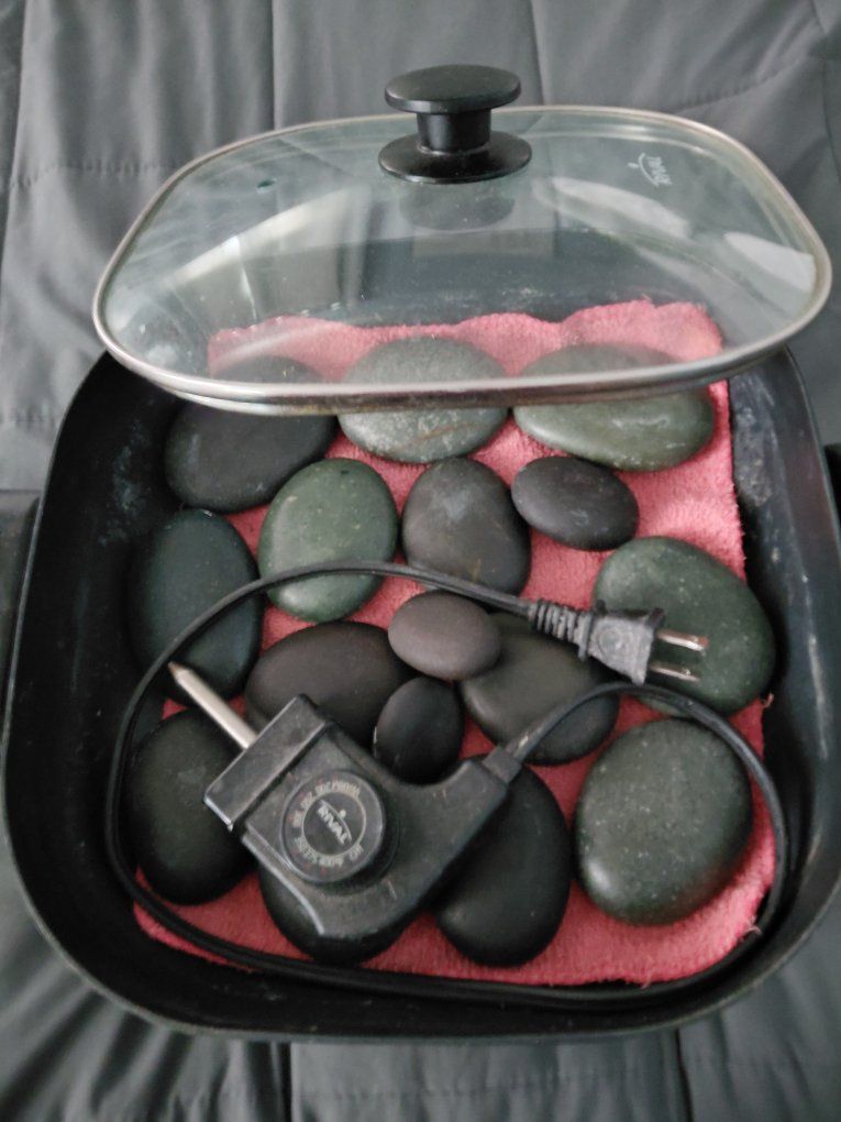 Full-Body Therapy: Hot Stone Massage DVD & Rival Electric Skillet Stone Warmer Set