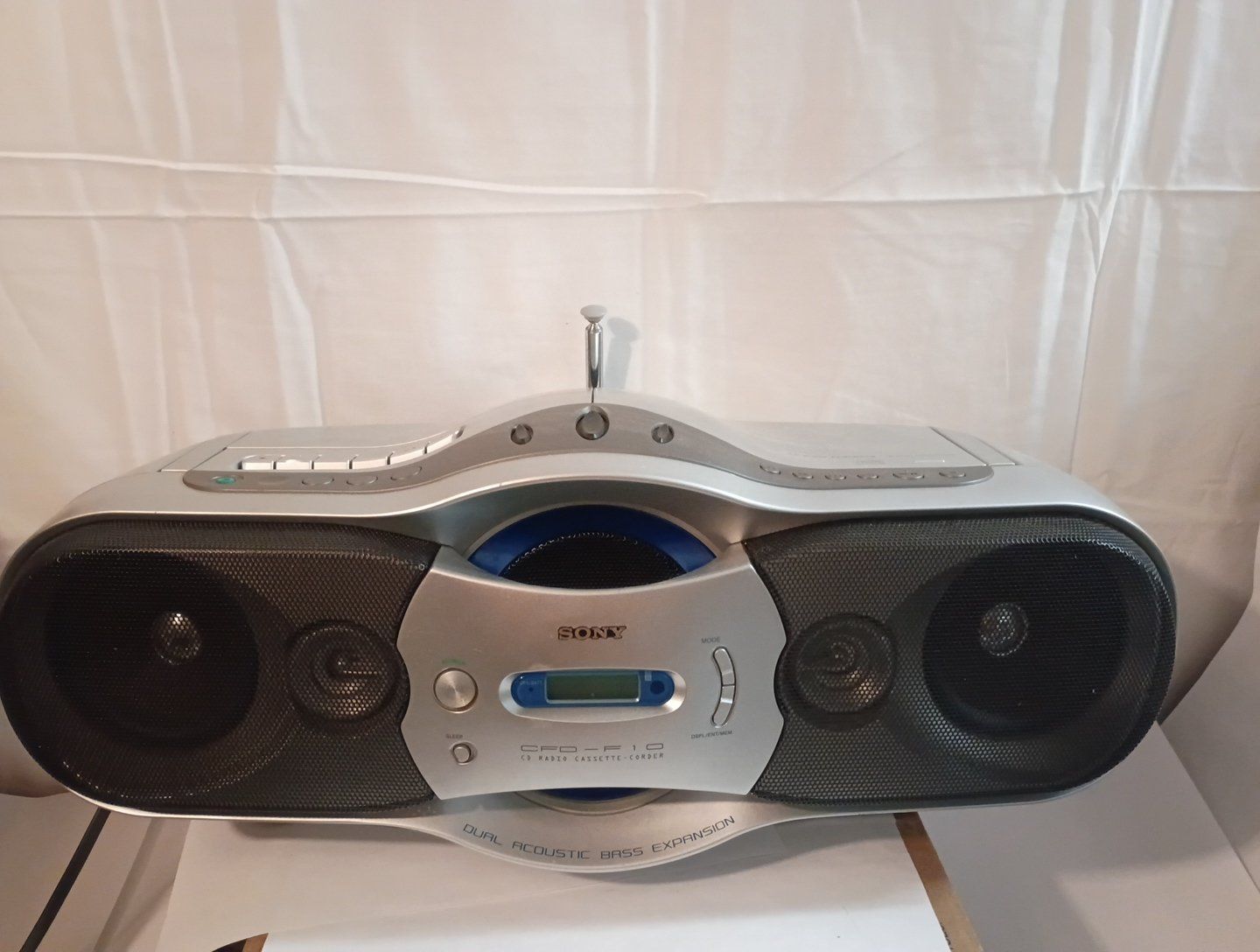 Sony CFD-F10 CD Radio Cassette-Corder Boombox - Silver, Portable Stereo, EVERYTHING WORKS