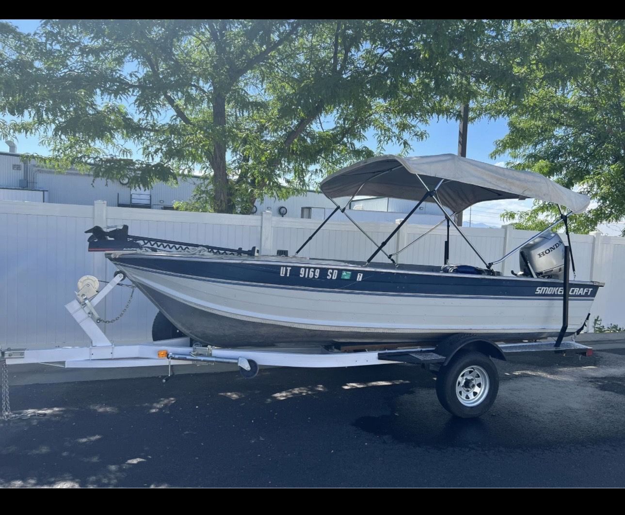 Fishing boat with motor, trailer and more