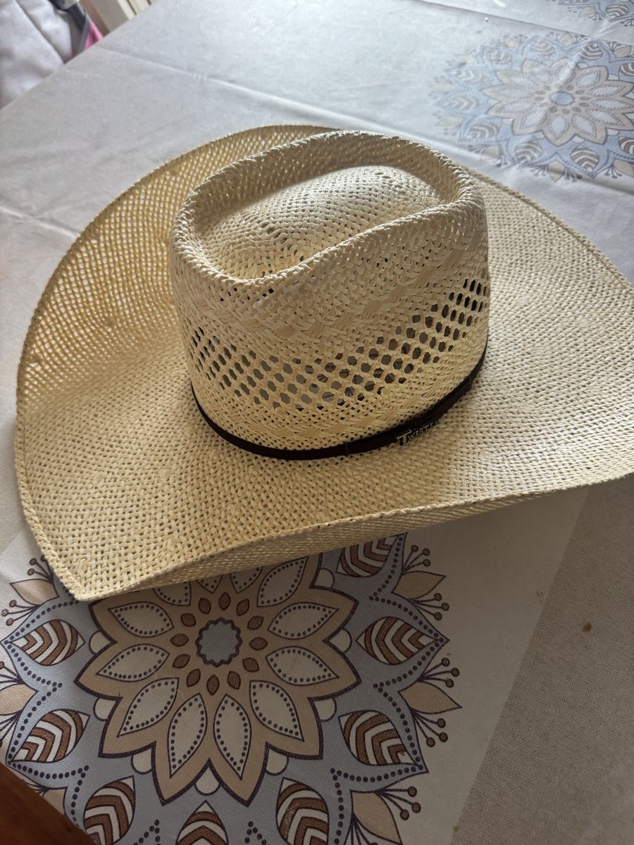 Twister Straw Cowboy Hat Ventilated Crown Western Hat Size 7 3/8 L