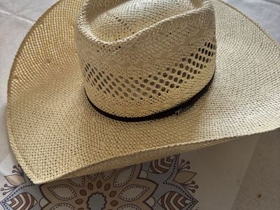Twister Straw Cowboy Hat Ventilated Crown Western Hat Size 7 3/8 L