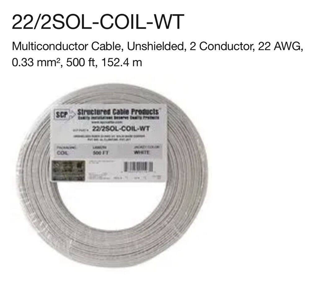$28 LESS THAN RETAIL! BRAND NEW IN PACKAGE 500' Roll Of 22/2 22AWG Copper Wire