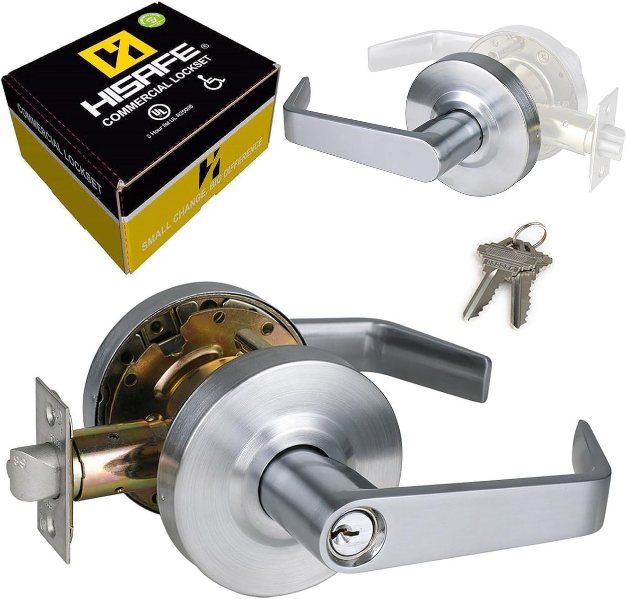 HISAFE 2 Door Handles Heavy Duty Grade 2 Commercial Lever Handle Door Locks