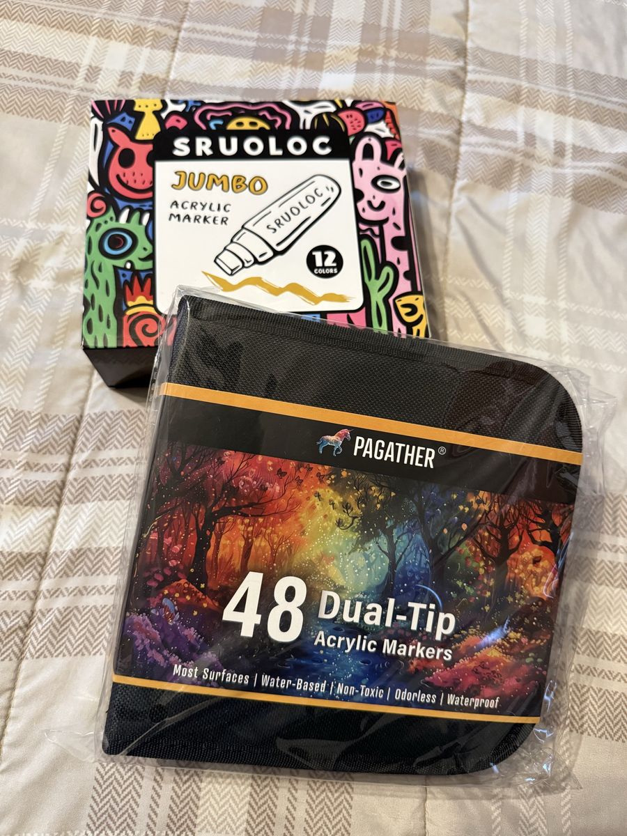 Brand New Acrylic Markers- 48 Dual-Tip Acrylic Markers - Jumbo 12-Color Acrylic Markers