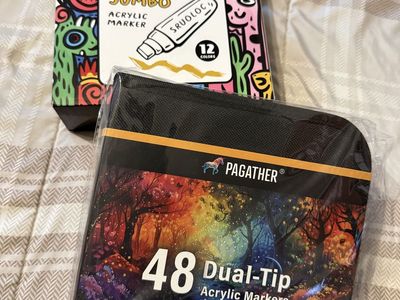 Brand New Acrylic Markers- 48 Dual-Tip Acrylic Markers - Jumbo 12-Color Acrylic Markers