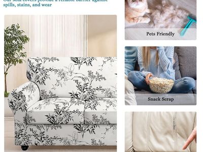FUANGUI 3 Piece Stretch Sofa Couch Covers for 2 Cushion, Printed Sofa Loveseat Slipcover with 2 Separate Cushion Cover, Floral W