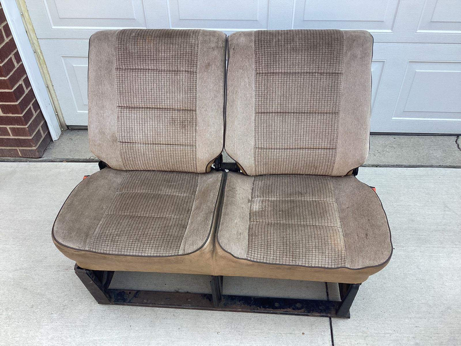 Volkswagen Vanagon Tan Velour Rear Bench Seat Assembly