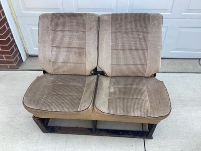 Volkswagen Vanagon Tan Velour Rear Bench Seat Assembly