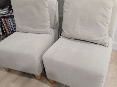 2 Green Suede Chairs with Cushions