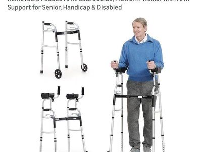 OasisSpace Folding Walker with 5" Wheels, Removable Padded Armrests, 300lbs Capacity