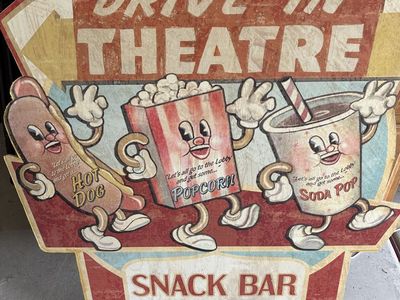 Drive-In Theatre Snack Bar Sign - Retro Wood Wall Decor