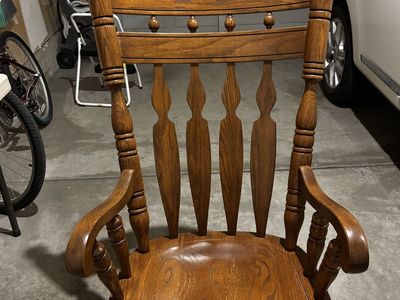 1980 Vintage Oak Rocking Chair, Large