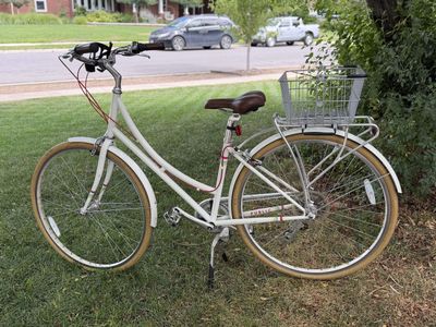 Public Step Thru bike with basket