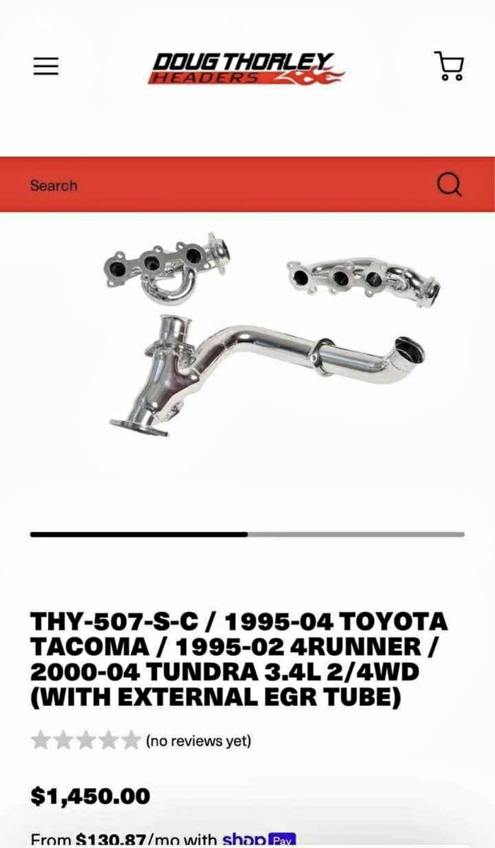 Doug Thorley THY-507-S-C 3:1 Headers w/ Y-Pipe for 95-04 Tacoma/4Runner/Tundra 3.4L