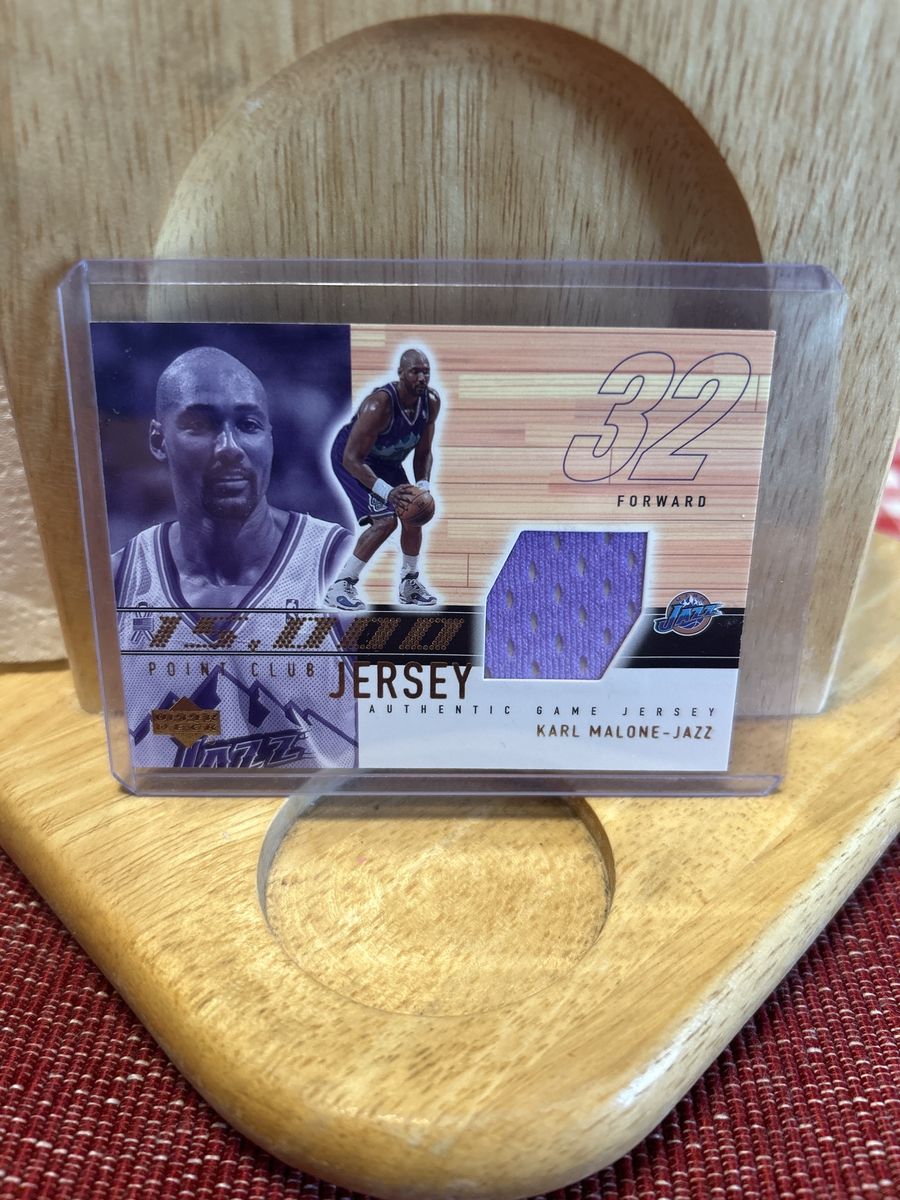 2002 Karl Malone Utah Jazz Authentic Game Jersey Relic Trading Card #32 Forward - 15,000 Point Club Upper Deck