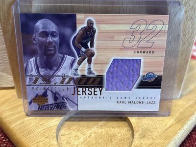 2002 Karl Malone Utah Jazz Authentic Game Jersey Relic Trading Card #32 Forward - 15,000 Point Club Upper Deck