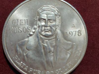 Mexican 1978 Cien Pesos Silver Coin - 20 Grams Pure Silver (Ley .720)