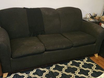 Dark Gray Fabric Couch and Matching Chaise Lounge Set