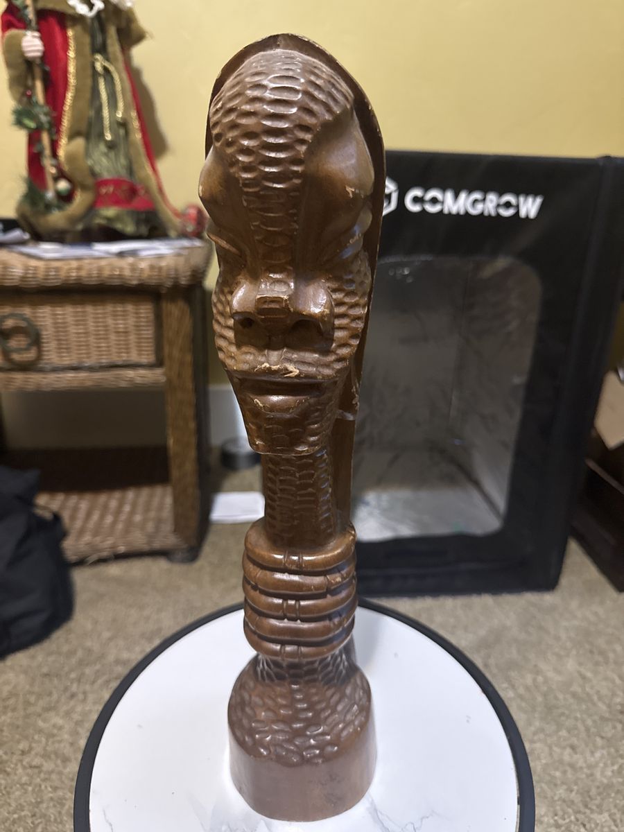 Vintage Hand-Carved African Tribal Head Wooden Statue Figurine Decor
