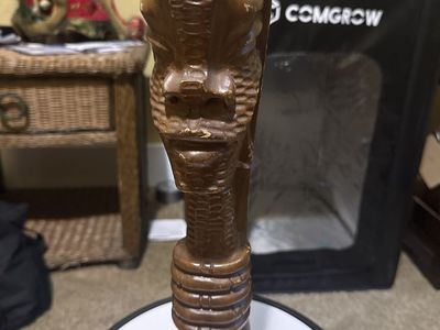 Vintage Hand-Carved African Tribal Head Wooden Statue Figurine Decor