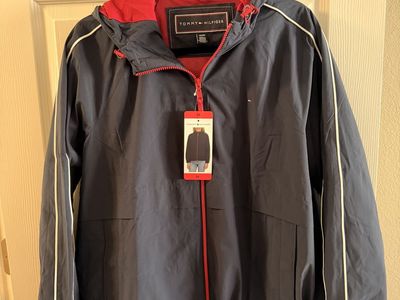 NWT Tommy Hilfiger Women's Hooded Windbreaker Jacket - Size Medium - Navy Blue