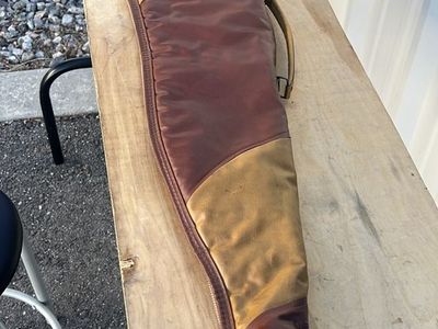 Vintage Suede & Leather Gun Case "44" Scoped Rifle Shotgun Soft Carry Bag
