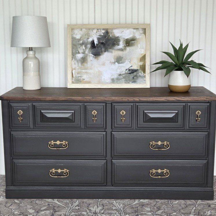 Refinished Vintage Dresser in Sherwin-Williams "Armory"