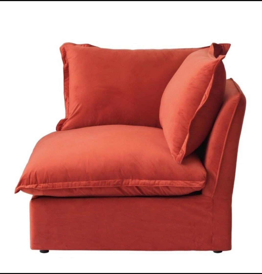 Red Velvet Modular Sectional Corner Chair 38"W x 38"D x 35"H