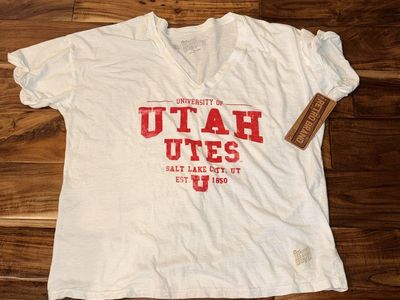 New Retro Brand University of Utah Utes White V-Neck T-Shirt XL