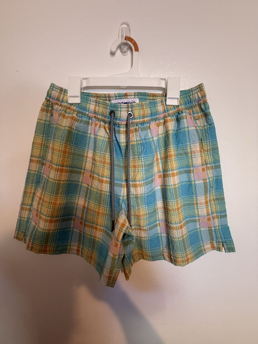 Plaid Colorful Men’s Swim Trunks - M