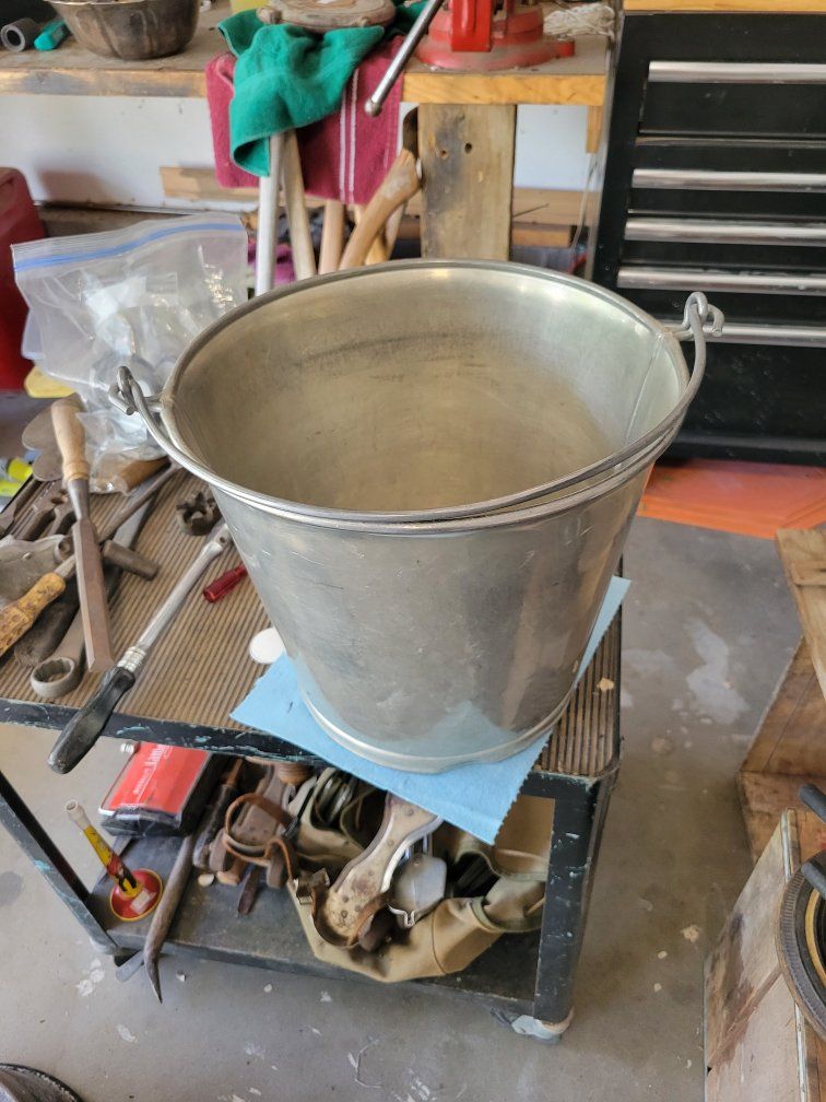Vintage Galvanized Metal Milk Bucket Pail with Handle - Rustic Farmhouse Decor Storage