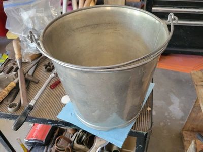 Vintage Galvanized Metal Milk Bucket Pail with Handle - Rustic Farmhouse Decor Storage