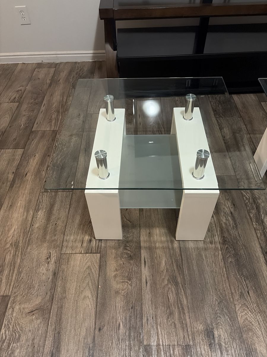 Match Glass and White End Tables