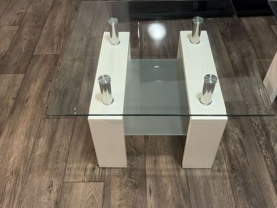 Match Glass and White End Tables