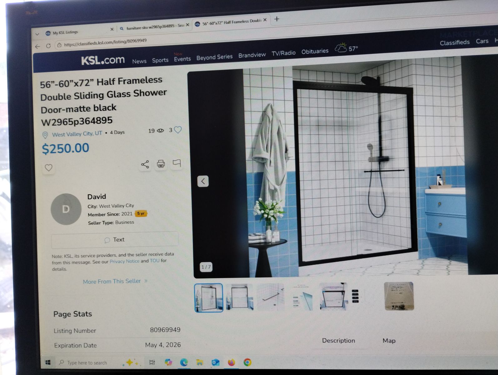 SHOWER DOORS   SEE PICTURES  FOR #