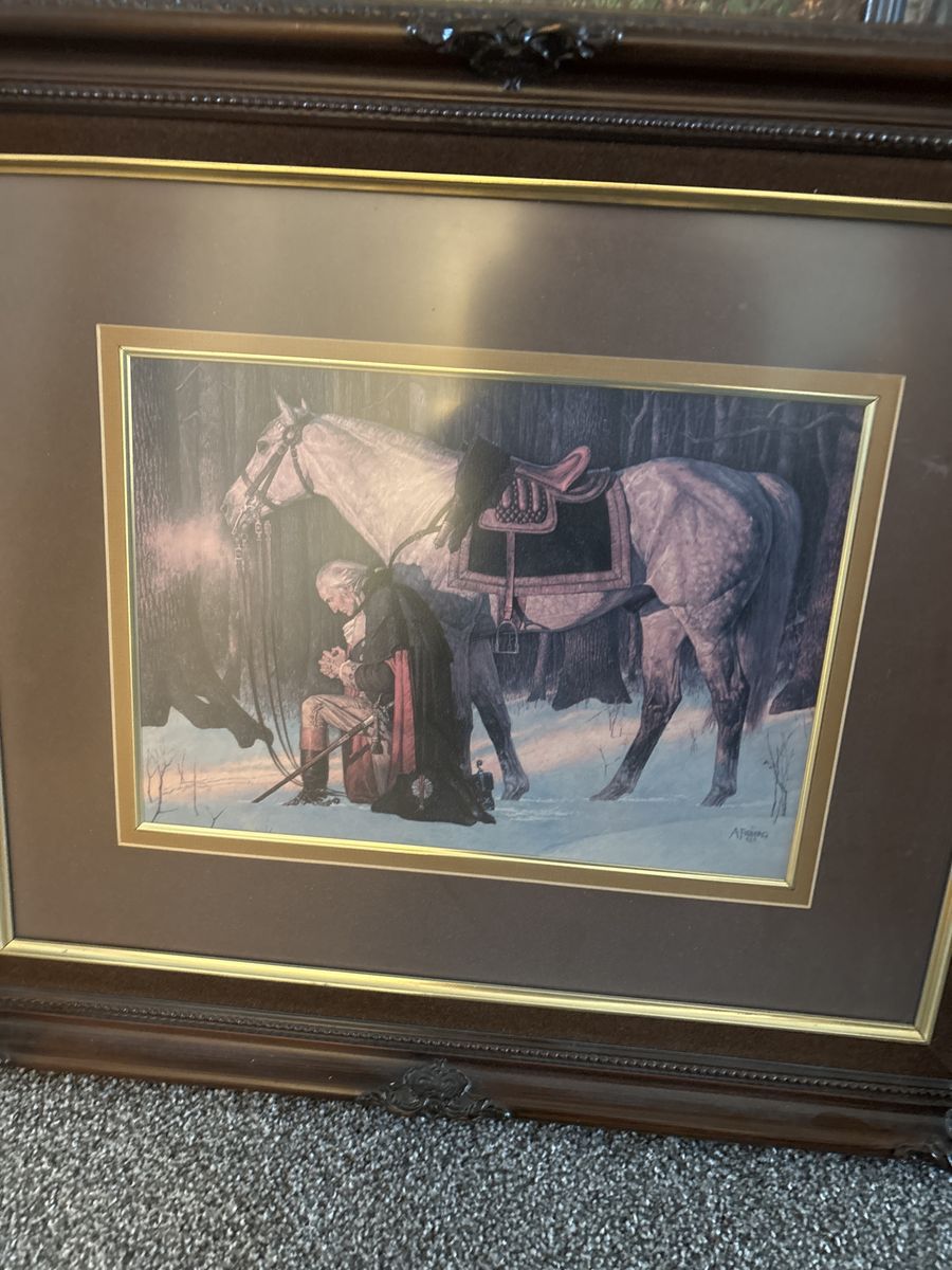 George Washington kneeling in prayer