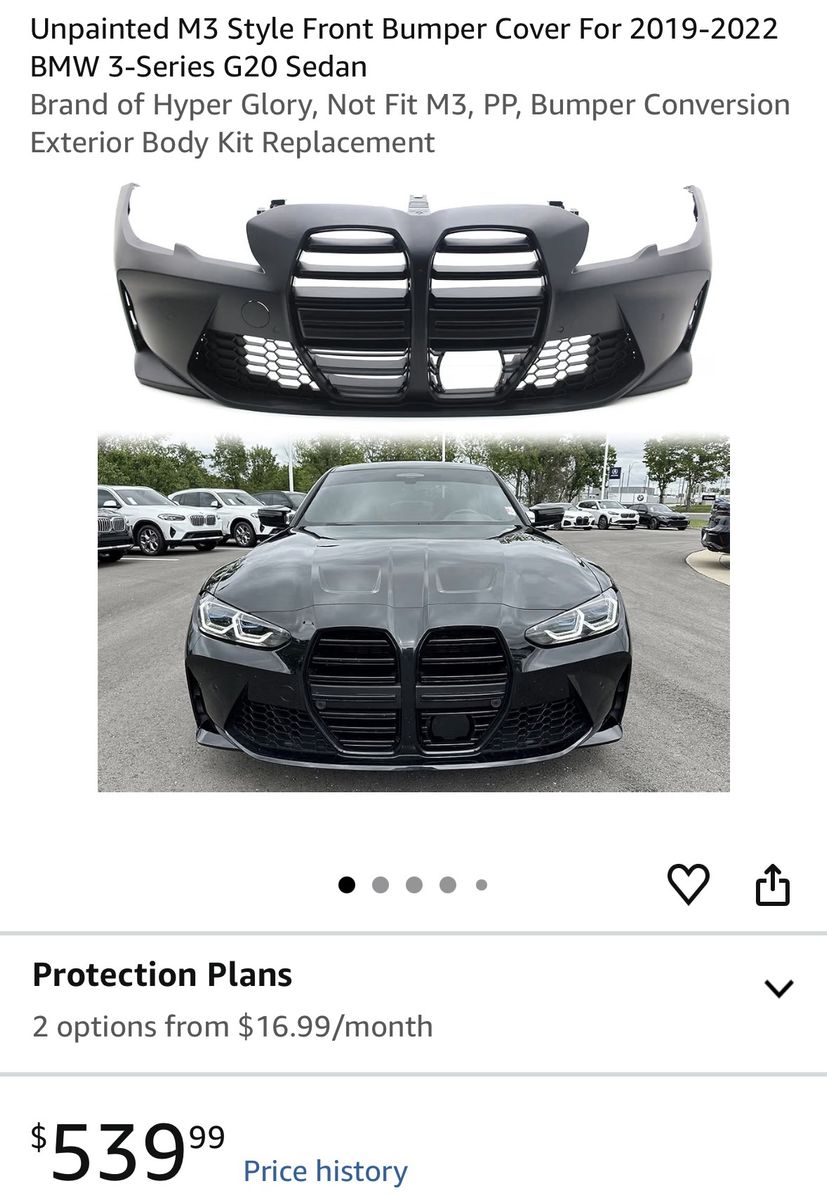 BMW Hyper Glory M3 Style Unpainted Front Bumper Cover for 2019-2022 BMW 3-Series G20 Sedan