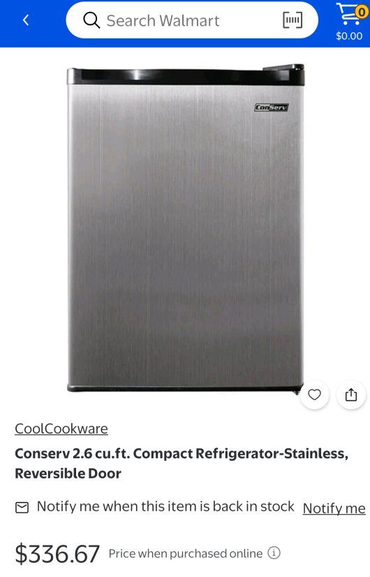 NEW ConServ 2.6 Cu. Ft. Compact Refrigerator