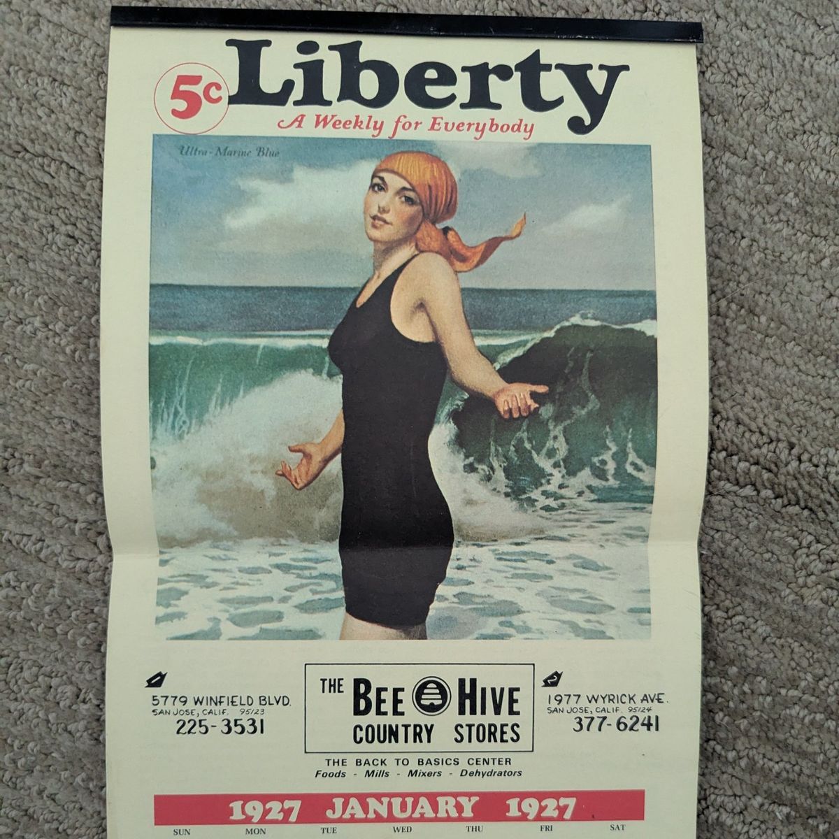 Vintage 1927 5 Cent Calendar