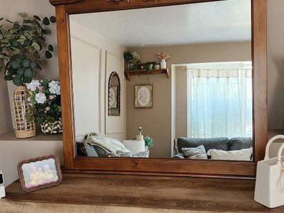 Beautiful Ornate Carved Wood Dresser Mirror - Traditional Style
