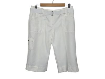 Izod Stretch Golf Classic Bermuda Long Belted Shorts White Women's 6