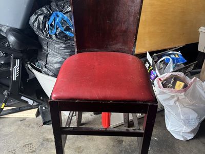 3 Wooden High-Top Bar Stool with Red Padded Seat