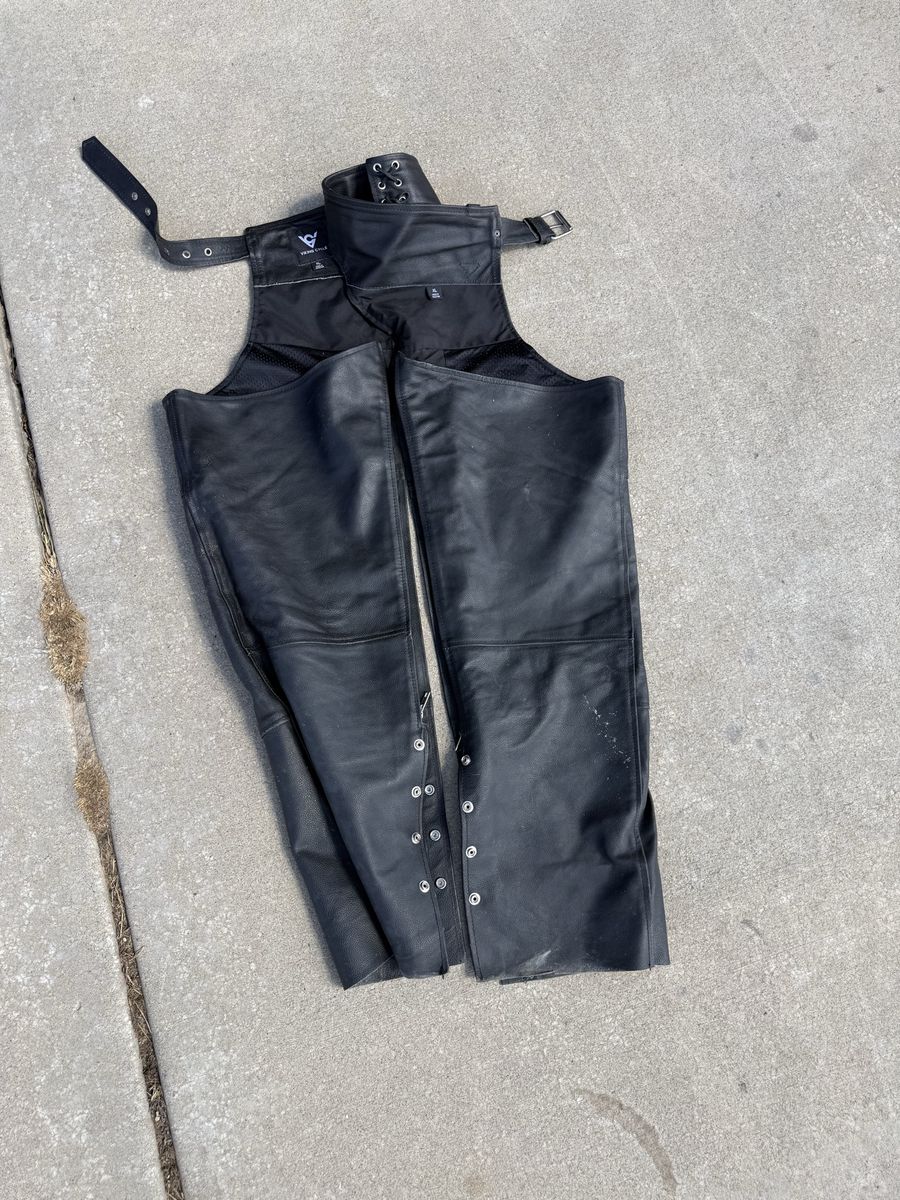 Viking Cycle Leather Motorcycle Chaps - XL