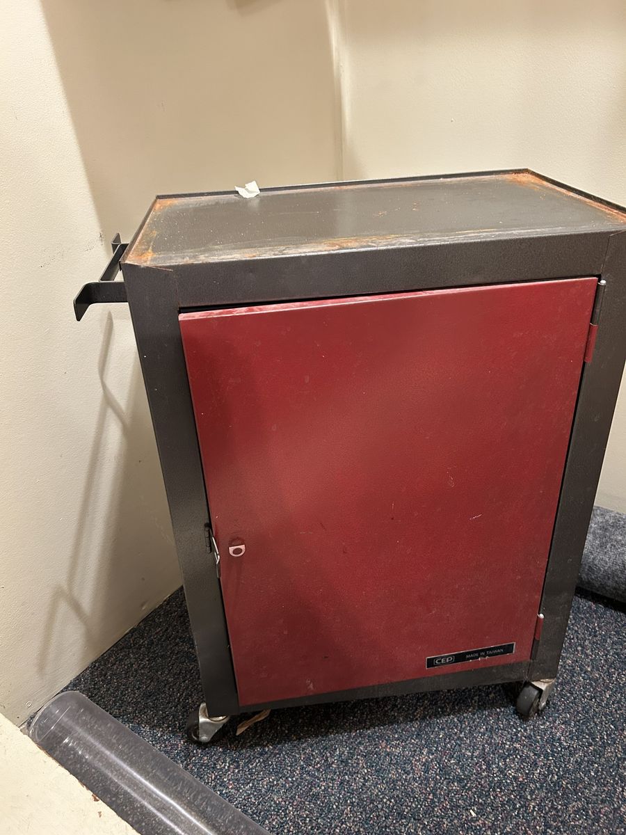 Heavy-Duty Rolling Tool Cart Cabinet Storage with Red Door and Wheels