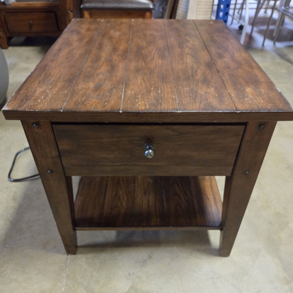 Rustic Brown Oak End Table