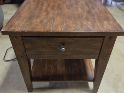 Rustic Brown Oak End Table