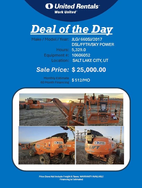 Boom JLG 660SJ 2017 DSL 4x4 5329 hrs 25000 Salt Lake City