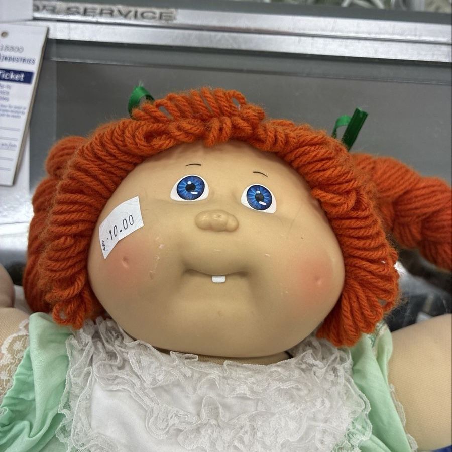 (Not $10.00) Vintage Cabbage Patch Kids Doll Red Hair Blue Eyes Green Dress