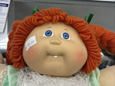 (Not $10.00) Vintage Cabbage Patch Kids Doll Red Hair Blue Eyes Green Dress