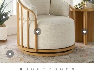 Better Homes & Gardens Swivel Chair with Wood Frame, Beige